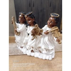 3 African American Musician Girls Christmas Decor